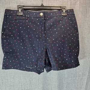 Navy Blue Shorts SZ 10 Red/White Polka Dots Anne Klein Festival Summer Outdoor
